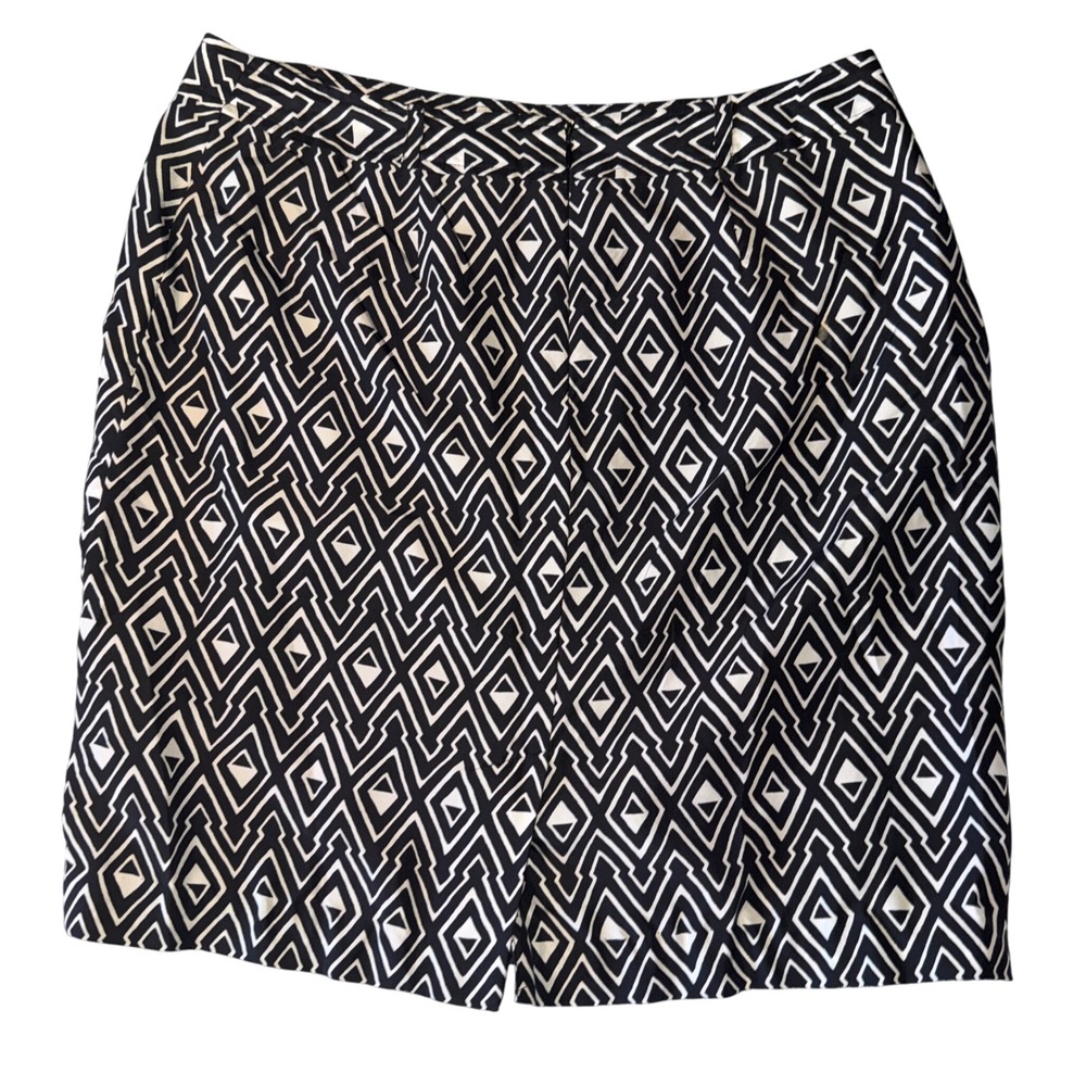 White House Black Market Geometric Print Silk Blend Pencil Skirt‎ Size 10